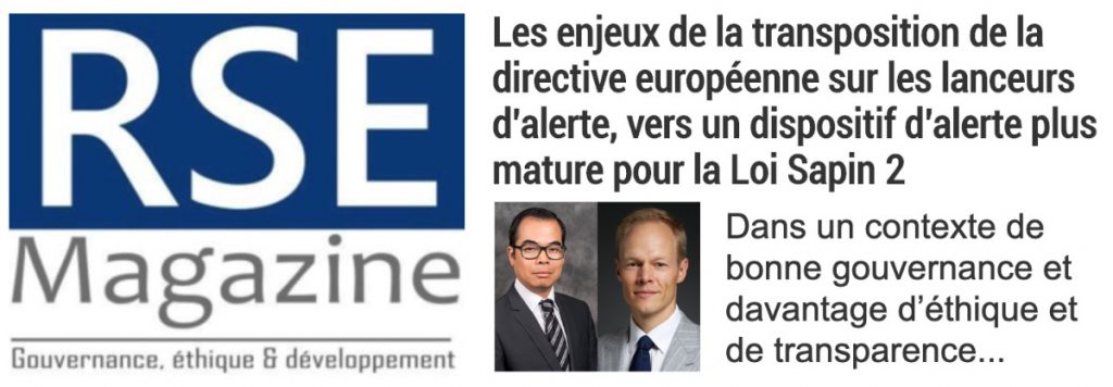 RSE Magazine – Les enjeux de la transposition de la directive européenne sur les lanceurs d’alerte